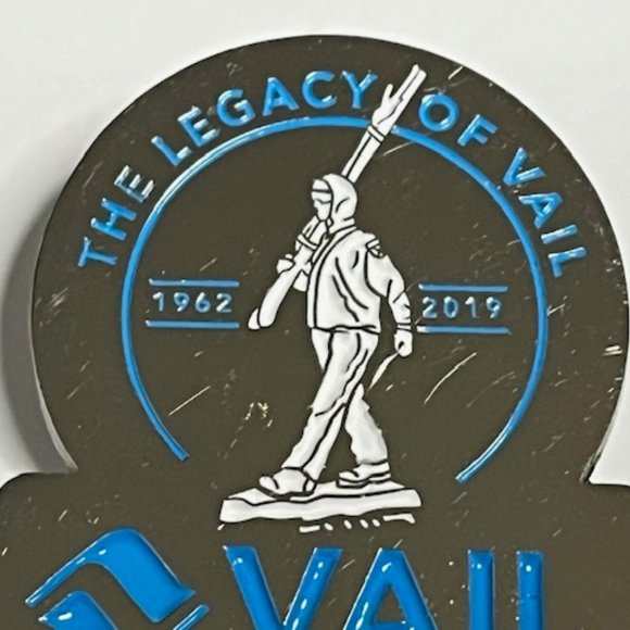 Vail, The Legacy of Vail, 1962-2019, Silver Tone Lapel Hat Pin 1.25"x1.5" - Picture 6 of 10